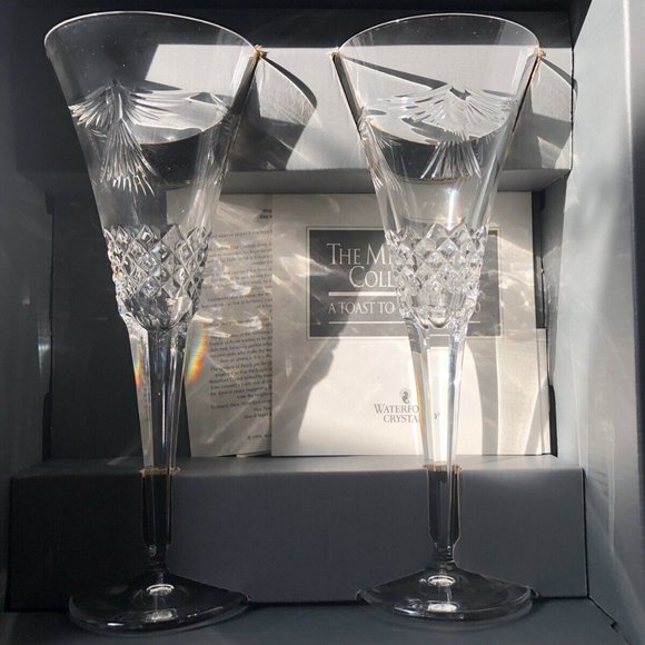 Waterford The Millenium Peace Toasting Flutes BOX AND PAPERWORK VTG GIFT FOR MOM - Picture 2 of 7